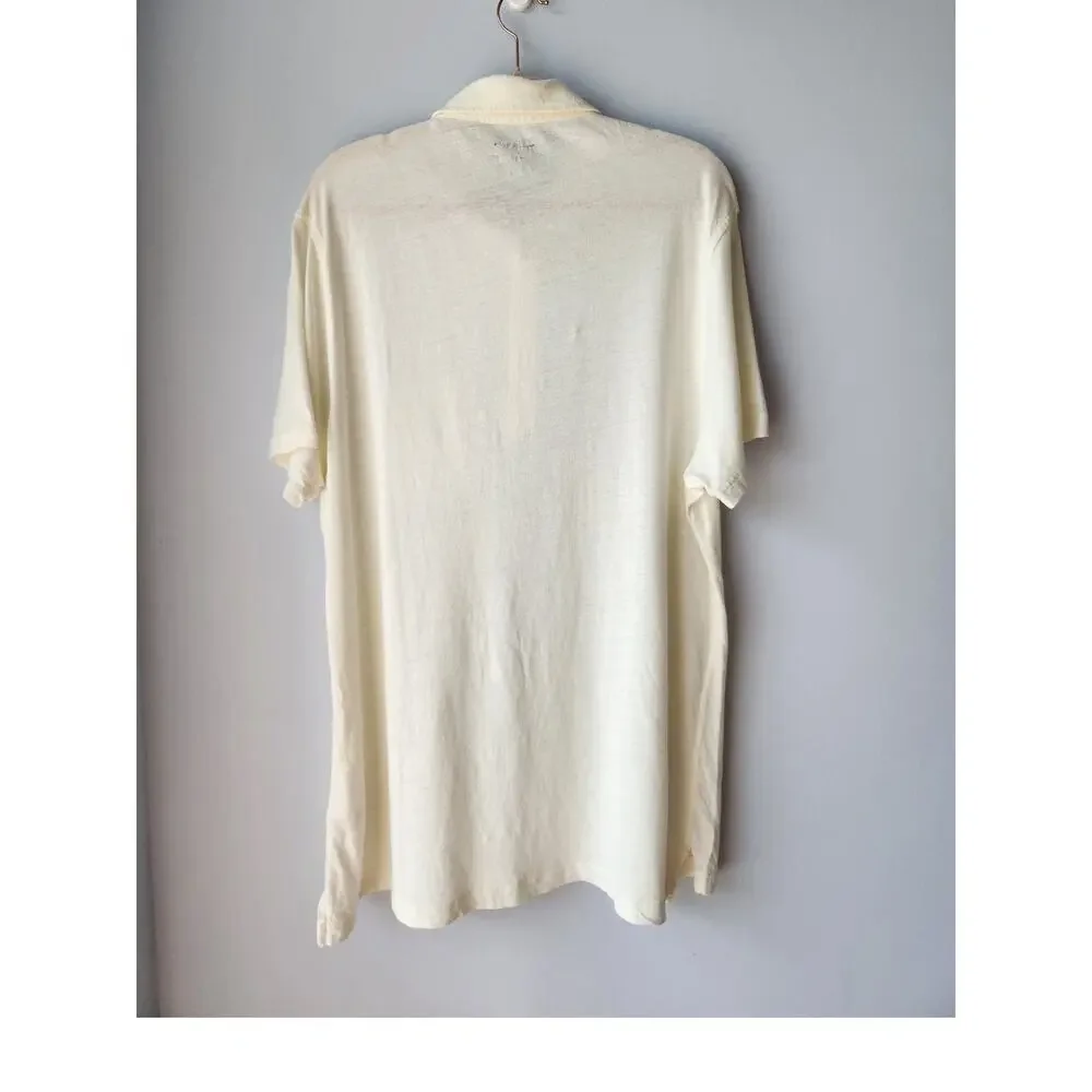 J. Crew Hemp-Organic Cotton Blend Polo Shirt White L *Flaw